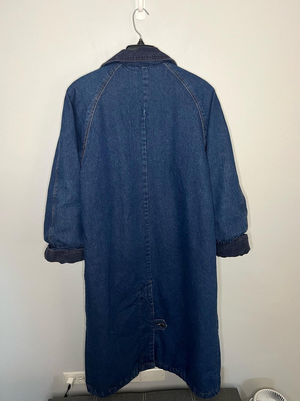 Jill Evans Vintage Jill Evans Denim Coat M Duster Button Up Lined Corduroy 80s - Picture 4 of 8